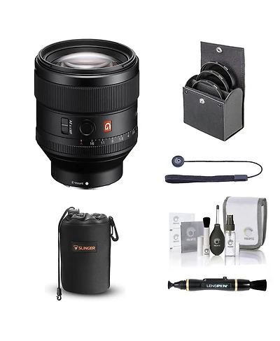 Sony Fe 85mm f/1.4 Gm Lens for Sony E, Bundle with 77mm Filter Kit, Lens Case, Lens Cleaner, Cleaning Kit, Lens Cap Tether