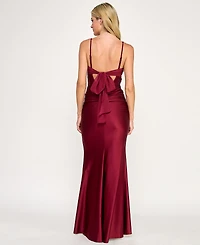 City Studios Juniors' Twist Front Tie Back Long Dress