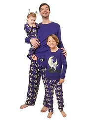 Leveret Kids Cotton Top and Fleece Pants Pajamas, Wolf Print, Matching Family Pajamas