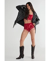 Nasty Gal Women's Embellished Tassel Beaded Booty Shorts