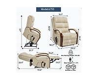 Casainc Power Leatheraire Lift Recliner Chair Dual Motor Infinite Position Up to 350 Lbs with Solid Wood Armrests, Heat Massage and Heavy Duty Motion