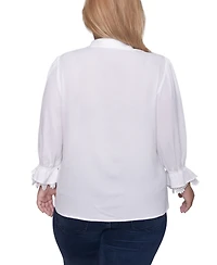 Ny Collection Plus 3/4 Sleeve Blouse With Lace Details Top