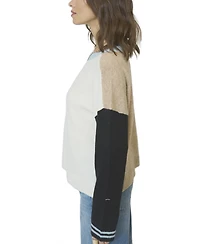 Central Park West Women's Ash Color Blocked Crewneck