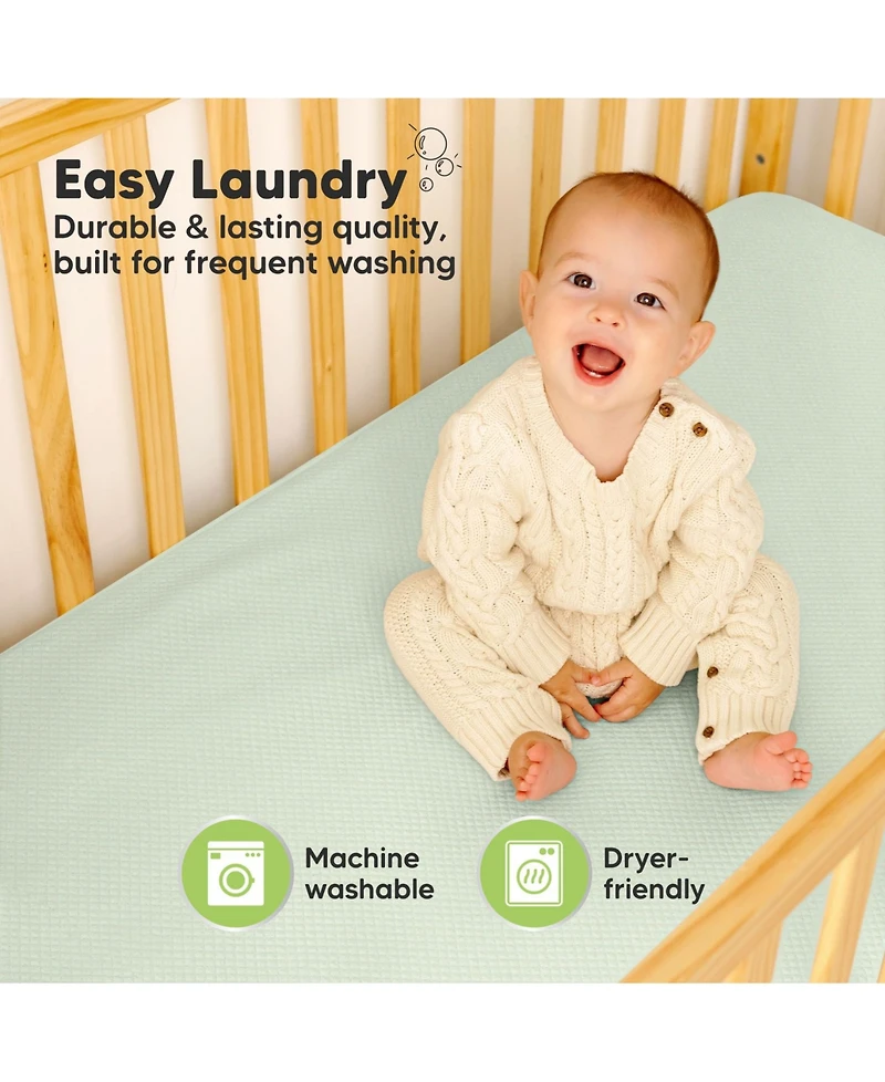 KeaBabies 2-Pack Protect+ Waterproof Crib Mattress Protector Covers, Quin Quilted Cotton Baby Topper, Toddler Sheets