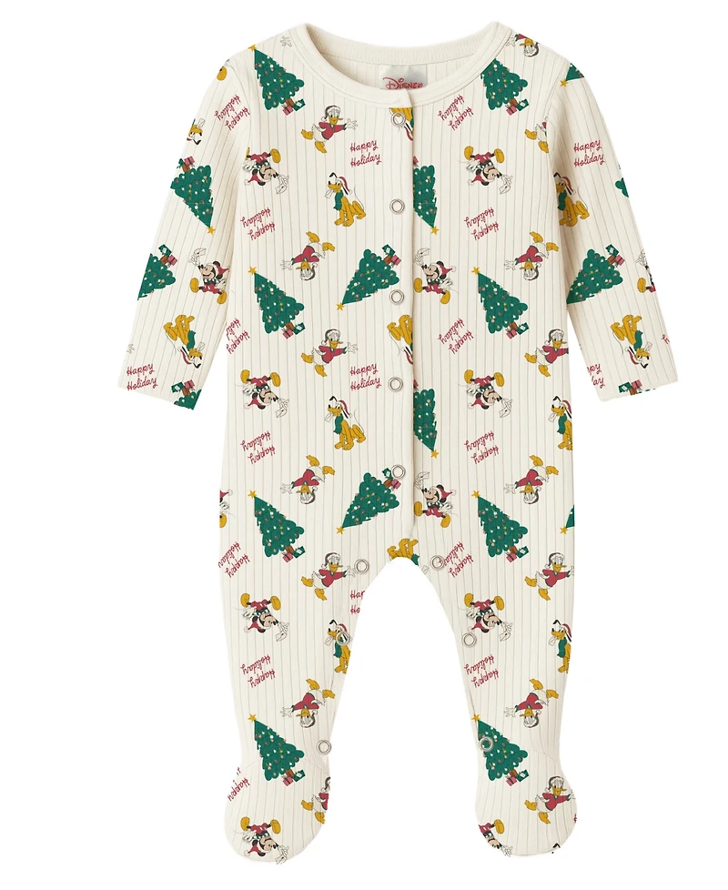 Disney Baby Boys 5-Piece Mickey and Pluto Holiday Coverall, Bodysuit, Cap, Bib Pants Set