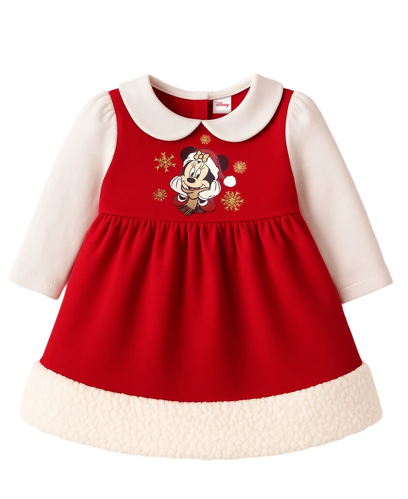 Disney Baby Girls 3-Piece Minnie Mouse Holiday Dress, Tights and Hat Set