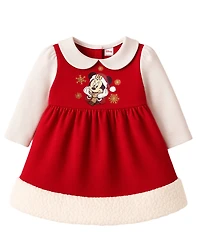 Disney Baby Girls 3-Piece Minnie Mouse Holiday Dress, Tights and Hat Set