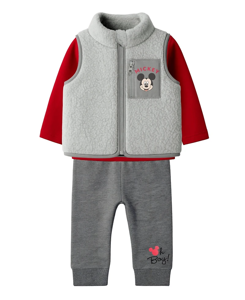 Disney Baby Boys 3-Piece Mickey Vest, T-Shirt and Joggers Set