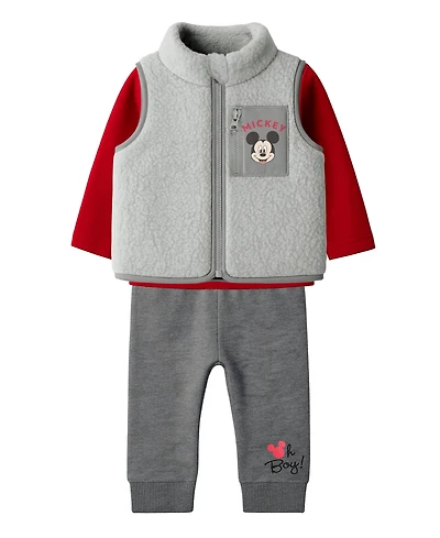 Disney Baby Boys 3-Piece Mickey Vest, T-Shirt and Joggers Set