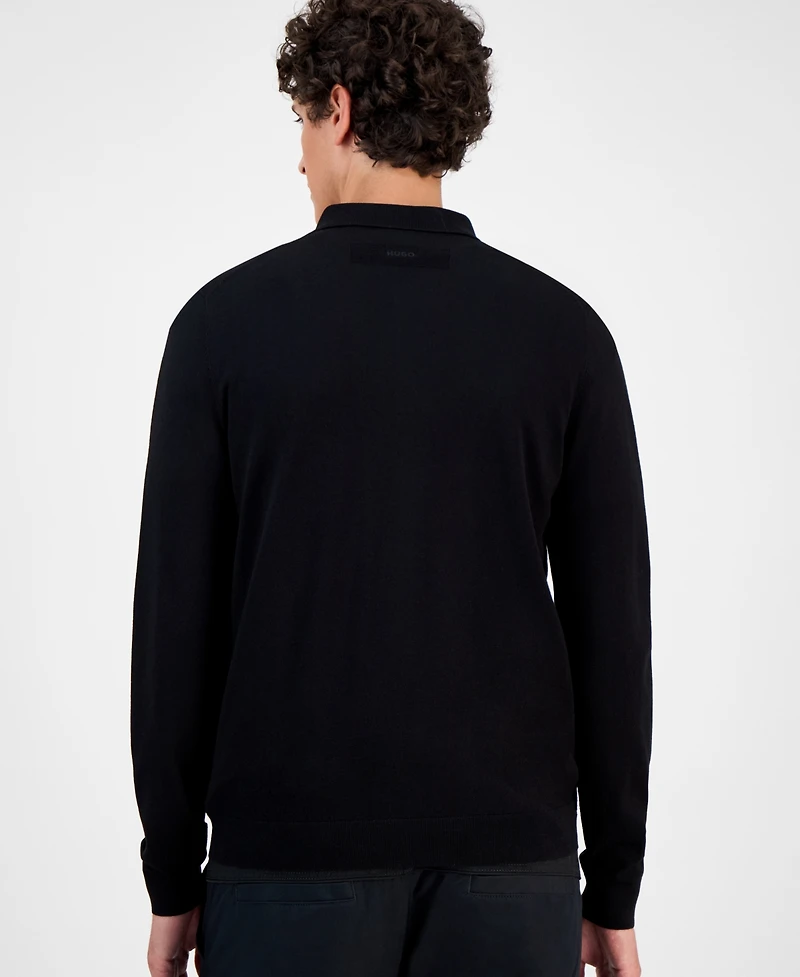 Hugo By Boss Men's San Jean Full Zip Collared Cardigan