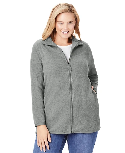 Woman Within Plus Zip-Front Microfleece Jacket