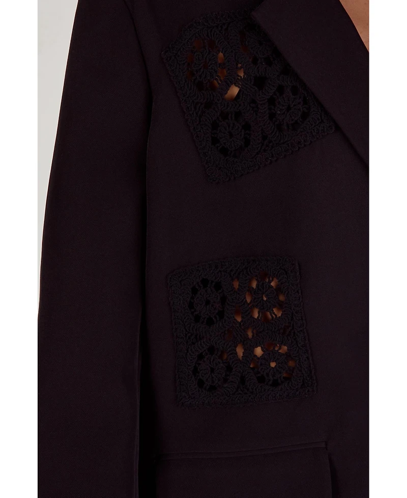 Nasty Gal Women's Tailored Crochet Insert Oversized Blazer