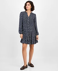 Nautica Jeans Women's Argyle Dot Tiered Dress