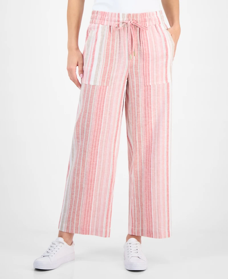 Nautica Jeans Women's Striped Mid-Rise Ankle Pants