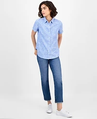 Nautica Jeans Women's Paisley Short-Sleeve Camp Shirt