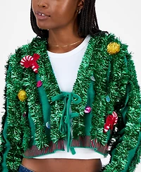 Hooked Up by Iot Juniors' Tinsel Cardigan Sweater
