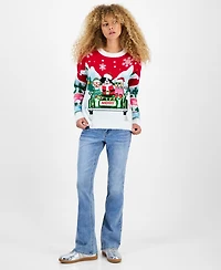 Hooked Up by Iot Juniors' Merry Dogs Car Ride Sweater