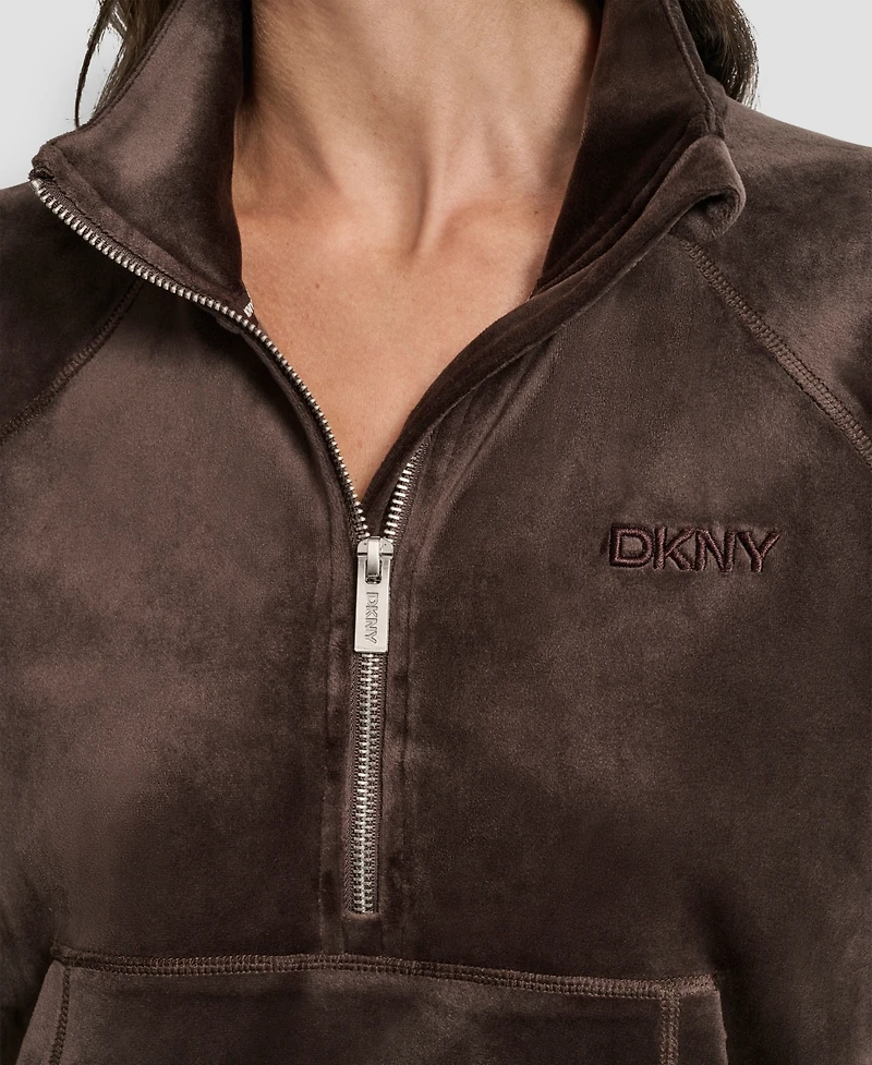 Dkny Women's Platinum Velour Embroidered Logo Sweatshirt