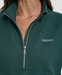 Dkny Sport Women's Studded-Logo Half-Zip Sweatshirt