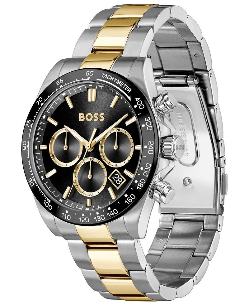 Hugo Boss Men's Hero 2.0 Quartz Fashion Chrono Two Tone Stainless Steel Watch, 44mm