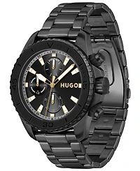 Hugo Boss Men's Dive Quartz Multifunction Ionic Plated Black Steel Watch, 44mm