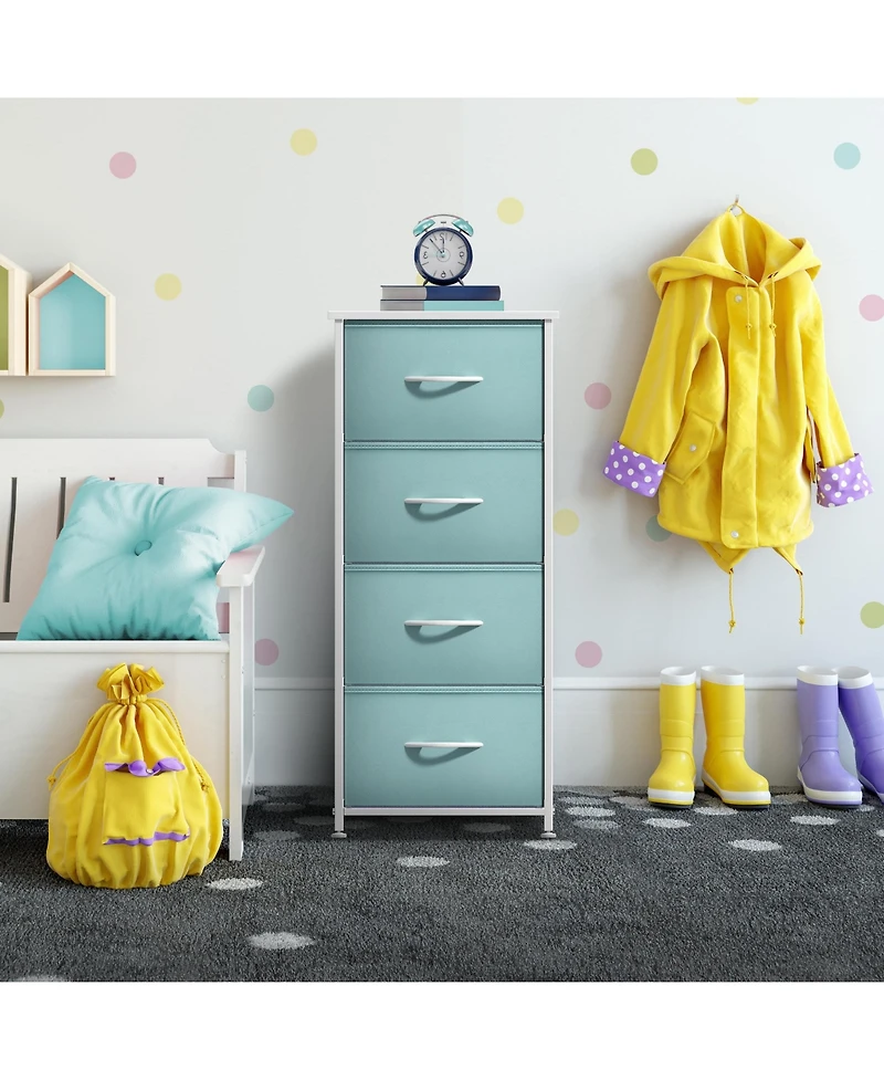 Sorbus 4 Drawers Chest Nightstand - Storage for Closet, Home, College Dorm Features Steel Frame, Wood Top
