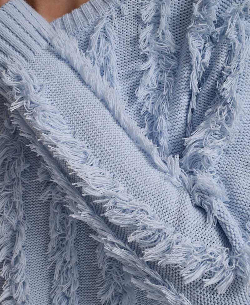 Dkny Jeans Petite Fringe Crewneck Sweater