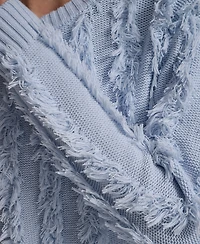 Dkny Jeans Petite Fringe Crewneck Sweater