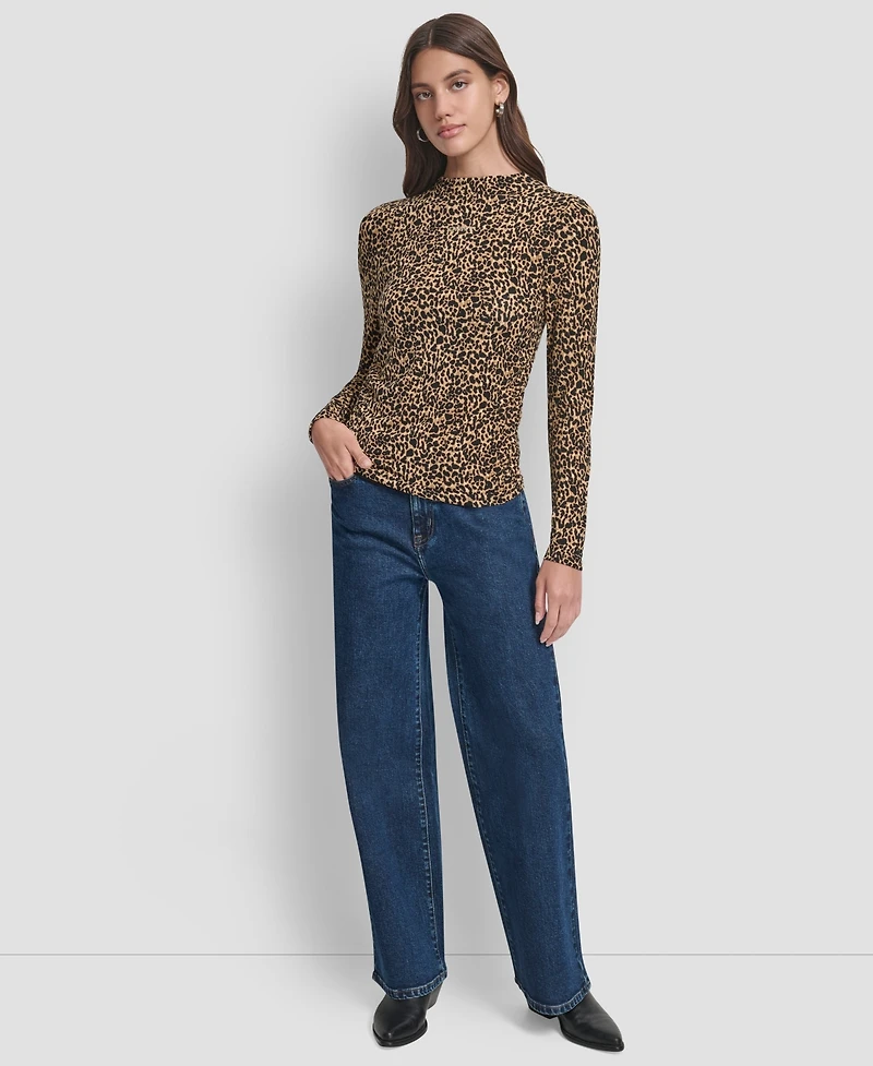 Dkny Jeans Petite Side Ruched Long Sleeves Top