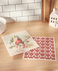 Primitives by Kathy Winter Cardinal Swedish Dishcloth, Set of 2