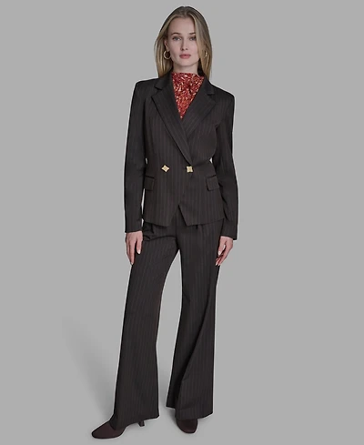 Bcbg Women's Pinstripe Peak Lapel Notch Collar Jacket