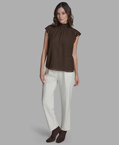Bcbg Women's Polka Dot Mock Neck Blouse