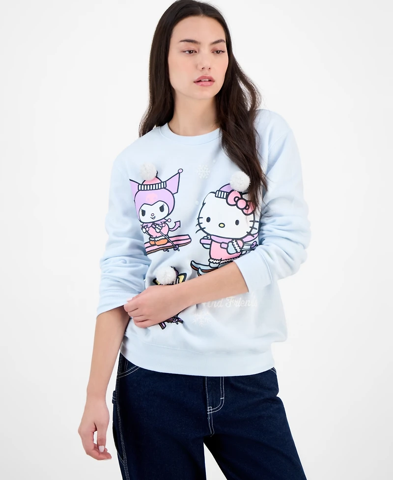 Love Tribe Juniors' Hello Kitty & Friends 3D Applique Graphic Sweatshirt