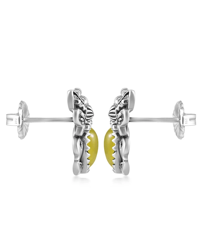 American West Jewelry Sterling Silver Yellow Jasper Bumblebee Stud Earrings