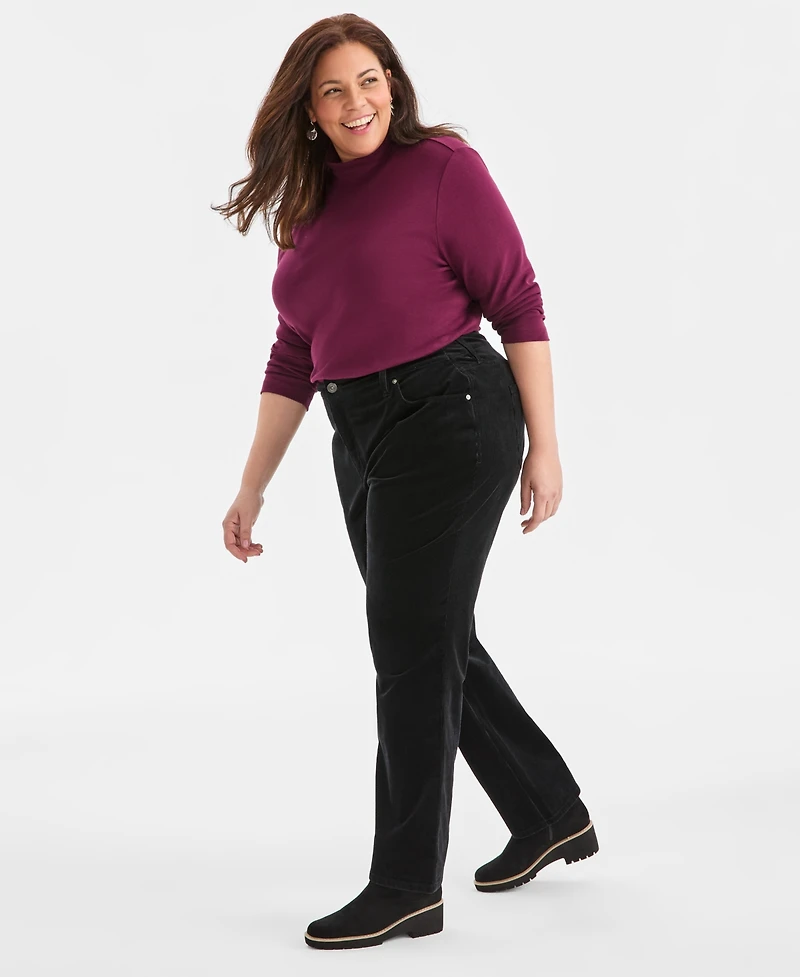 Style & Co Plus High-Rise Straight-Leg Corduroy Pants, Macy's Exclusive