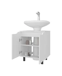 Fm Furniture Londres Bathroom Vanity Cabinet for Pedestal Sink – Freestanding Storage Unit with Double Doors, Internal Shelves, and Open Back Design f