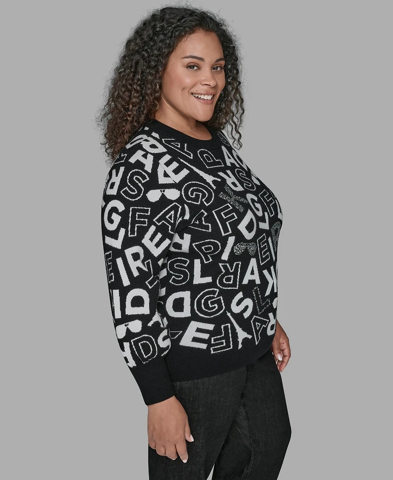 Karl Lagerfeld Paris Plus Scatter Letters Sweater