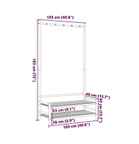 vidaXL Clothes Rack with Shelves 40.6"x15.7"x72" Bamboo