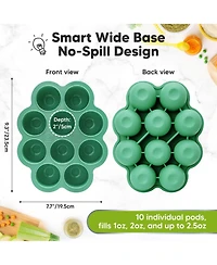 KeaBabies Prep Silicone Baby Food Freezer Tray with Clip-on Lid, 2oz x 10 Molds, Bpa-Free Storage