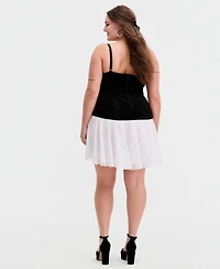 Seni & Cade Trendy Plus Sleeveless Velvet Drop Waist Dress