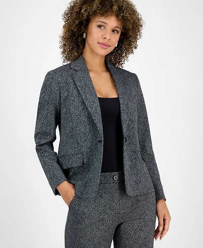 Kasper Petite Herringbone One-Button Jacket