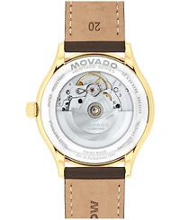 Movado Men's Calendoplan Swiss Automatic Chocolate Leather Watch, 40mm