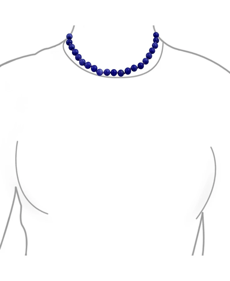 Bling Jewelry Classic Simulated Blue Lapis Lazuli 7MM Beads Strand Necklace & Bracelet Set