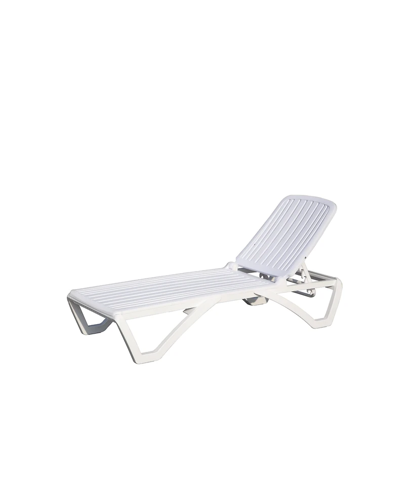 Adjustable Pool Lounge Chair with Wheels and 5-Position Backrest