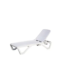 Adjustable Pool Lounge Chair with Wheels and 5-Position Backrest
