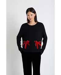 Chinti & Parker Women's Wool-Cashmere Velvet Bow Sweater