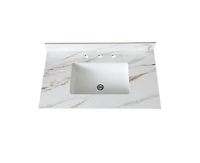 Casainc Inch Marble Vanity Top, Bathroom Vanity Top with Undermount Rectangular Middle Sink and 4" Height Backsplash