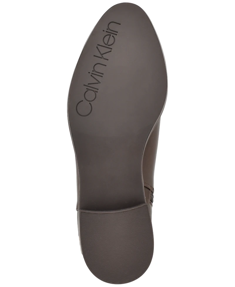 Calvin Klein Women's Dhara Logo Strap Block Heel Booties