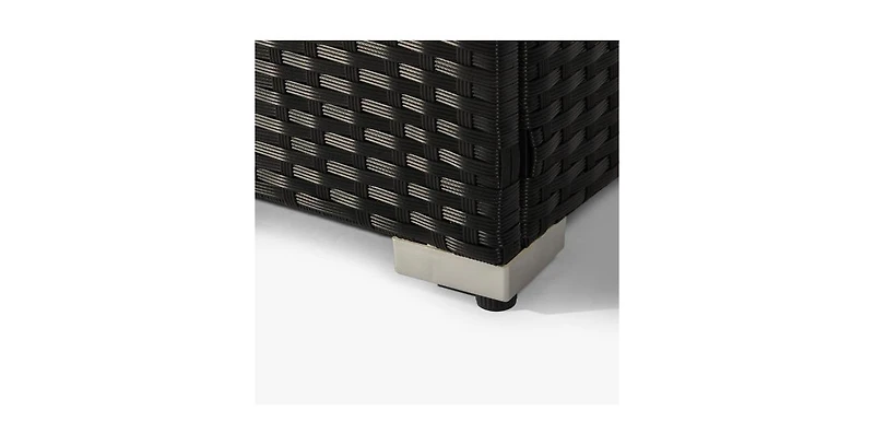 32 Inch Rectangular Wicker Fire Pit Table with 50000 Btu Burner and Ceramic Top