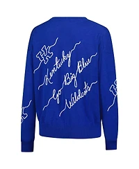 Kadyluxe Women's Royal Kentucky Wildcats Love Note Embroidered Pullover Sweater